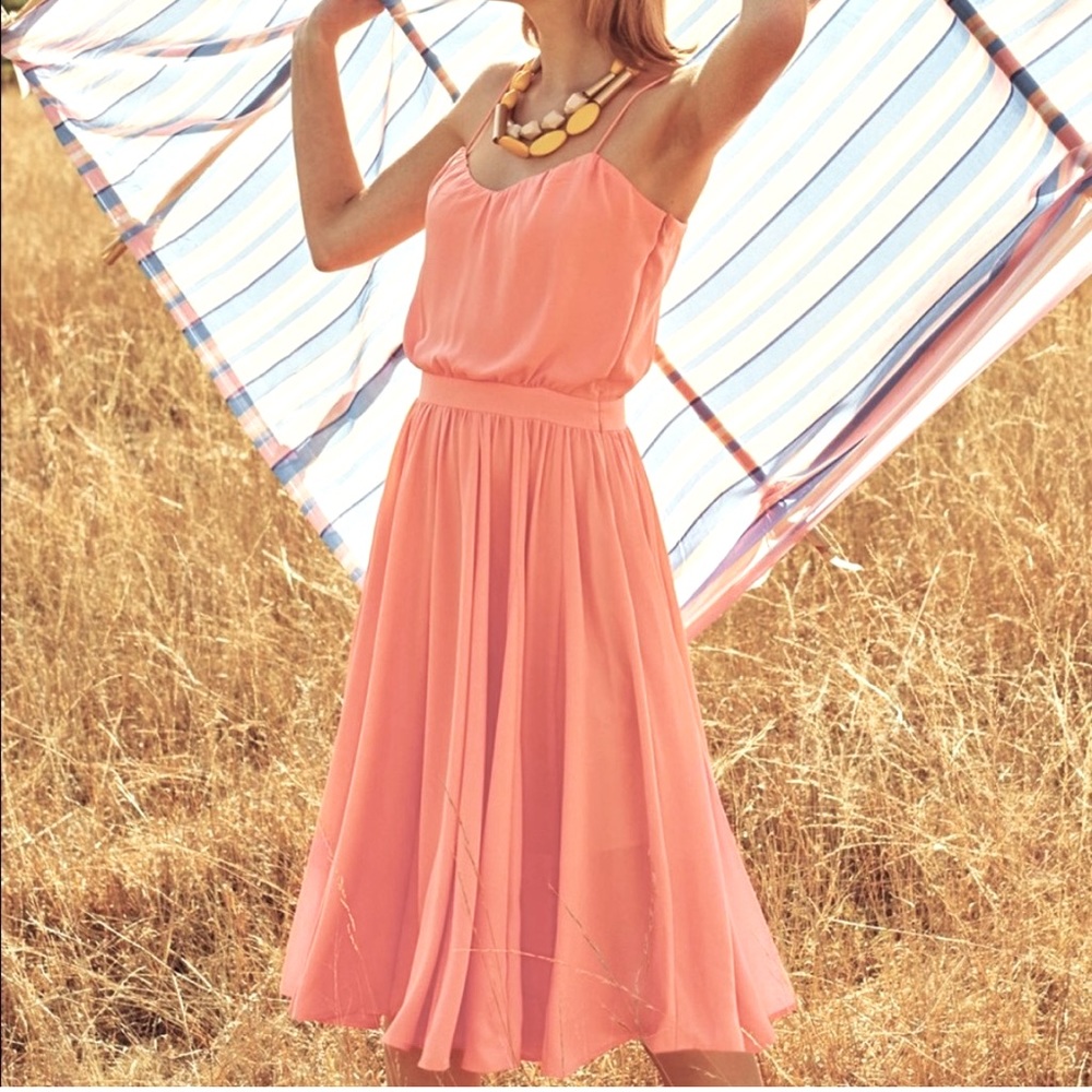 Anthropologie I Paper Crane PeachTree Chiffon Midi Party Dress